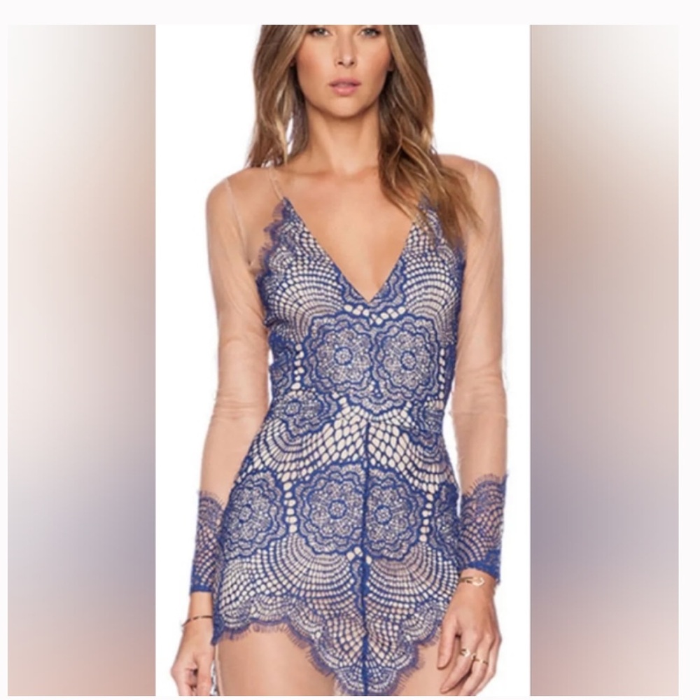 NWT For Love and Lemons Antigua dress - blue